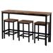 17 Stories Keiera Counter Height Extra Long Dining Table Set w/ 3 Stools Pub Kitchen Set Side Table w/ Footrest Wood/Metal in Brown | Wayfair