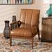 Baxton Studio Nikko Mid-century Modern Tan Faux Leather & Walnut Brown finished Wood Lounge Chair - Wholesale Interiors BBT8011A2-Tan Chair