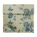 Linen & Cotton Waterproof Table Runner Fiore Floral Design - 59% Linen, 41% Cotton, Beige Blue (34 x 220 cm) Water Stain Resistant Coated Table Runner Cloth Non-Slip Easy Care for Home Garden Outdoor
