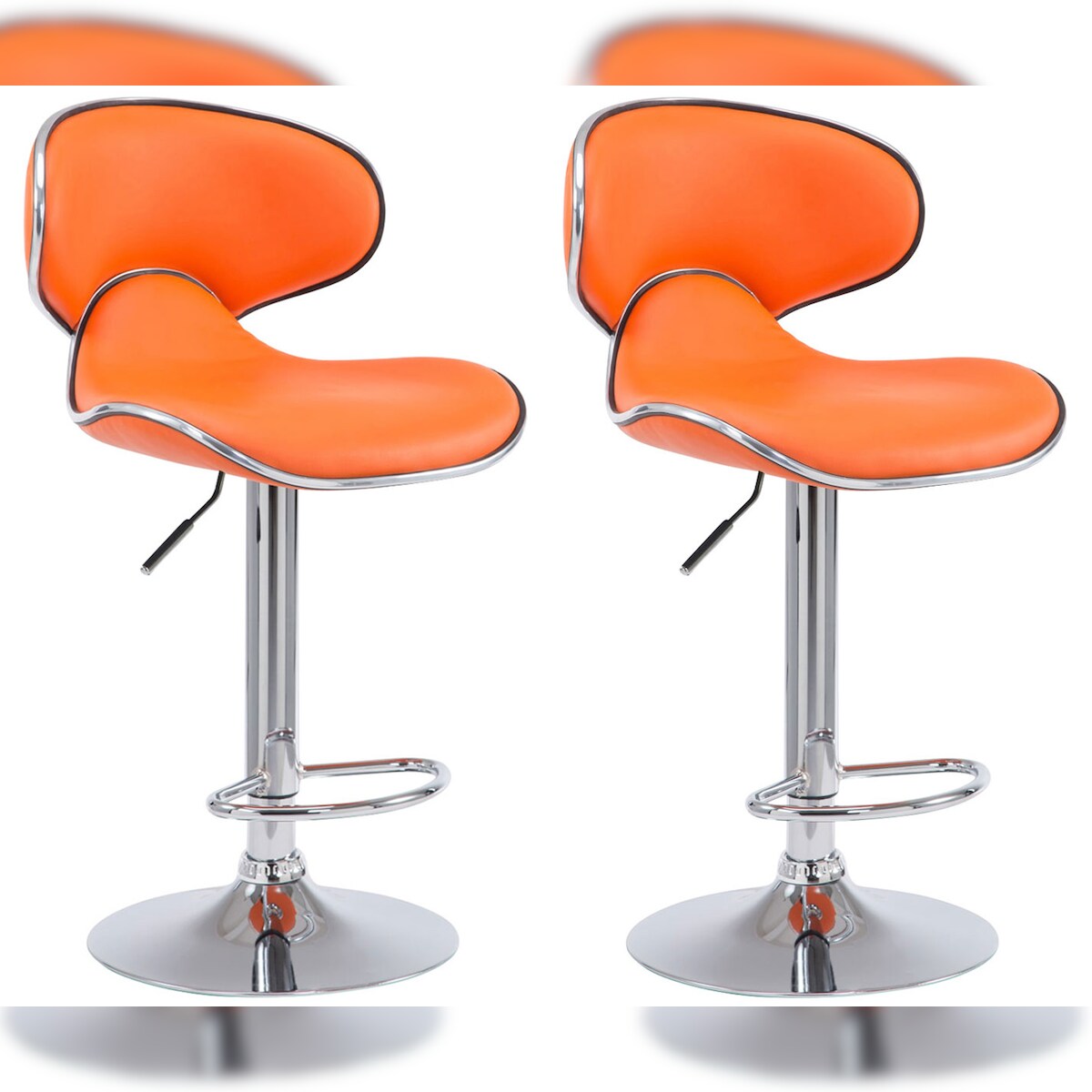 CLP 2er Set Barhocker Las Vegas Kunstleder orange/chrom Image