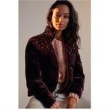 Anthropologie Jackets & Coats | Anthropologie Vera Velvet Sequin Puffer Jacket Xs | Color: Purple/Red | Size: Xs
