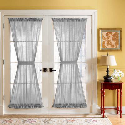 Wide Width BH Studio Sheer Voile Door Panel With Tiebacks by BH Studio in Slate (Size 60