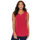 Plus Size Women's Crisscross Timeless Tunic Tank by Catherines in Red (Size 3XWP)