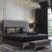 Mercer41 Fuette Textured Bed Upholstered/Velvet/Metal in Gray | 57.5 H x 59.1 W x 89.8 D in | Wayfair 8CFC118ED2E44771ABCEACF81F8AFEC6
