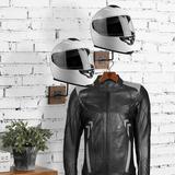 17 Stories Wall Mounted Helmet Holder Rack & Jacket/Coat Hanger Wood/Metal in Black/Brown/Green | 11.02 H x 3.93 W x 8.66 D in | Wayfair