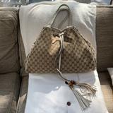 Gucci Bags | Gucci Monogram Canvas & Leather Shoulder Tote | Color: Brown/Tan | Size: Os