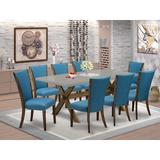 Greyleigh™ Laumann 8 - Person Solid Wood Dining Set Wood/Upholstered in Gray/Brown | Wayfair CEF7E8A13F524C86A503CEC20C0DF315