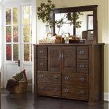 Loon Peak® Worksop 8 Drawer 60" W Solid Wood Combo Dresser w/ Mirror Wood in Brown/Green | 79 H x 60 W x 20 D in | Wayfair