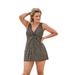Plus Size Women's Twist-Front Swim Dress by Swim 365 in Gold Foil Dots (Size 28) Swimsuit Cover Up