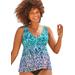 Plus Size Women's V-Neck Flowy Tankini Top by Swimsuits For All in Green Faded (Size 10)