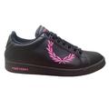 Fred Perry Woman's Leather Black Pink Trainers (Black, Numeric_4)