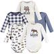 Hudson Baby Baby Boys' Cotton Long-Sleeve Bodysuits Toddler T-Shirt Set, Moose Bear 5-Pack, 12-18 Months