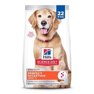 Hill's Science Diet Adult 7+ Perfect Digestion Chicken Dry Dog Food, 22 lbs.