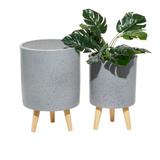 Juniper + Ivory Grayson Lane Set of 2 17 In., 15 In. Contemporary Planter Light Grey MgO - Juniper + Ivory 46534