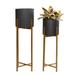 Juniper + Ivory Set of 2 30 In., 36 In. Contemporary Planter Black Metal - Juniper + Ivory 51971