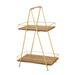 Juniper + Ivory 22 In. x 14 In. Natural 2 Tier Tray Stand Brown Wood and Iron - Juniper + Ivory 43643