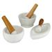 Juniper + Ivory Set of 3 5 In., 7 In., 9 In. White Natural Mortar and Pestel Marble - Juniper + Ivory 46788