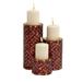 Juniper + Ivory Set of 3 11 In., 7 In., 4 In. Glam Candle Holder Red Metal - Juniper + Ivory 23896