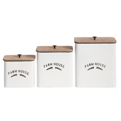 Juniper + Ivory Set of 3 11 In., 10 In., 8 In. Farmhouse Canisters White Metal - Juniper + Ivory 46437