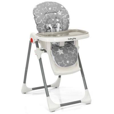 Costway Folding Baby High Dining Chair with 6-Level Height Adjustment-Gray
