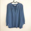 Madewell Tops | Madewell Blue Lace Up Tassel Blouse | Color: Blue | Size: Xxs