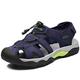 ZYLDK Sports Outdoor Sandals Summer Men's Beach Shoes Closed-Toe Shoes Leather Casual Trekking Walking Hiking Touch Close Strap sandals for men Blue UK7.5