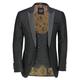 Xposed Men’s Retro Damask Print Dinner Suit Jacket Black Peak Lapel Tailored Fit Tuxedo Blazer & Waistcoat[TUX-LUCA-985-BLACK-42,42,Black]
