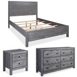 Grain Wood Furniture Solid Wood Standard 3 Piece Configurable Bedroom Set Wood in Gray | Full | Wayfair SetMT0220-1N1D