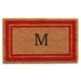 Arlmont & Co. Stortz Monogram Non-Slip Outdoor Door Mat Natural Fiber in Red/White/Brown | Rectangle 2' x 3' | Wayfair