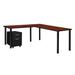 Inbox Zero Kee Corner L Shaped Desk w/ Pedestal Drawer Top Wood in Black/Brown | 29 H x 60 W x 66 D in | Wayfair 0B2E5FFBDA134DDF9CEE1A9C772A50C6