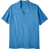 Plus Size Women's Gauze Camp Shirt by KingSize in Azure Blue (Size 4XL)