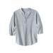 Plus Size Women's Gauze Mandarin Collar Shirt by KingSize in Sand Stripe (Size 8XL)