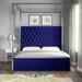 Everly Quinn Tufted Canopy Bed Upholstered/Velvet/Metal in Blue | 78.5 H x 82 W x 86.5 D in | Wayfair 8F8E507AB8F14F05892D09604DFFC936
