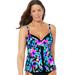 Plus Size Women's Faux Flyaway Underwire Tankini Top by Swimsuits For All in Watercolor Floral (Size 26)