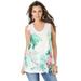 Plus Size Women's Graphic Travel Tank by Roaman's in White Tropical Vacation (Size 12)