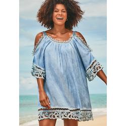 Plus Size Women's Vera Crochet Cold Shoulder Cover Up Dress by Swimsuits For All in Indigo (Size 6/8)