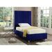 Everly Quinn Tufted Low Profile Platform Bed Upholstered/Velvet, Solid Wood in Blue | 65 H x 44 W x 81 D in | Wayfair