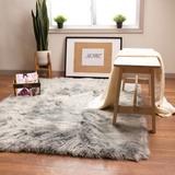 Gray 48 x 2.5 in Area Rug - Etta Avenue™ Dominick Faux Sheepskin Fur Shag Fluffy Area Rug Faux Fur | 48 W x 2.5 D in | Wayfair