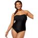Plus Size Women's Fringe Bandeau One Piece Swimsuit by Swimsuits For All in Black (Size 22)