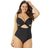 Plus Size Women's Cut Out Underwire One Piece Swimsuit by Swimsuits For All in Black (Size 24)