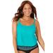 Plus Size Women's Loop Strap Blouson Tankini Top by Swimsuits For All in Happy Turq (Size 16)