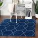 Blue/Navy 48 x 0.5 in Area Rug - George Oliver Debrodie Geometric Navy Blue Area Rug, Polypropylene | 48 W x 0.5 D in | Wayfair