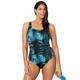 Plus Size Women's Chlorine Resistant Spliced Tank One Piece Swimsuit by Swimsuits For All in New Green Labyrinth (Size 26)