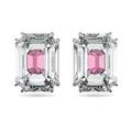 Swarovski Chroma stud earrings, Octagon cut, Pink, Rhodium plated