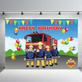 Toile de fond de photographie de Sam le pompier pour la fête d'anniversaire des garçons