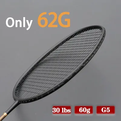 Raquettes de badminton professionnelles en fibre de carbone pour adultes poids léger seulement 62G