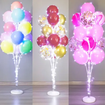 Support de ballon lumineux LED 13tubes anciers joyeux anniversaire enfants baby shower adulte