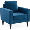 Sweeek - Vintage-Sessel mit Samt und Füßen aus Hevea-Holz, Samt, Blau - Blau
