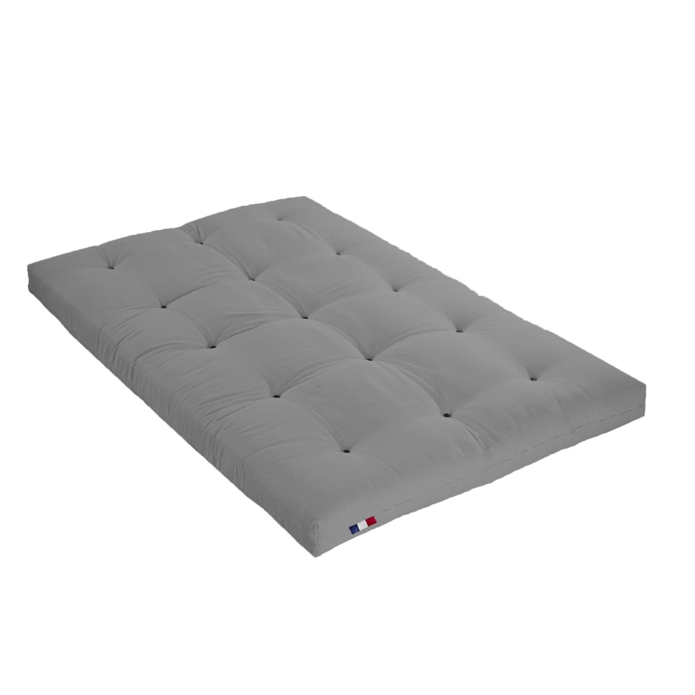Matelas futon coton et fibres gris clair 140x190