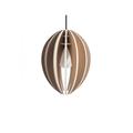 Lampe suspension bois et béton chêne naturel cordon noir